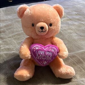 Plush Teddy Bear with Heart - Hot Pink & Fuchsia